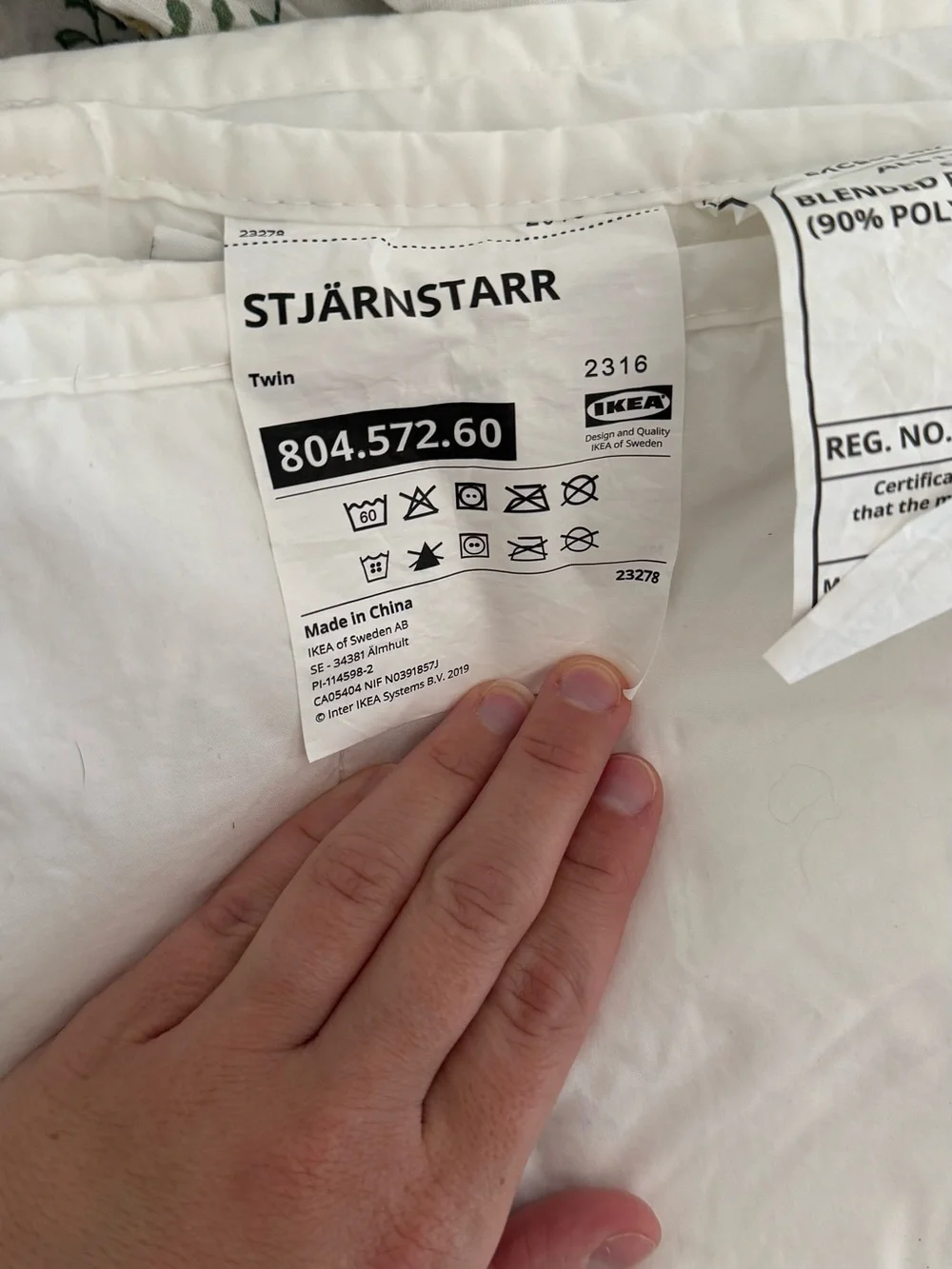 IKEA White Twin Bedding Duvet Insert, Cover and Sham